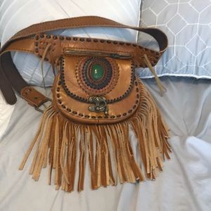 Real leather belt purse